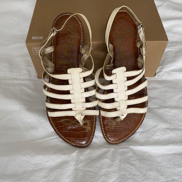 Sam Edelman White Strap Flat Sandals Women Size 8.5 - Picture 1 of 8